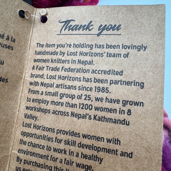 Lost Horizons Multicolored 100% Wool Hat Beanie One Size Handknit purple pink ch - Picture 10 of 13